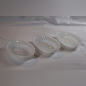 Vintage Glasbake #475 Milk Glass White Oval Au Gratin Dishes 3 Pc